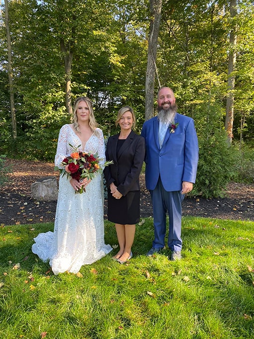 brown county wedding officiant with couple